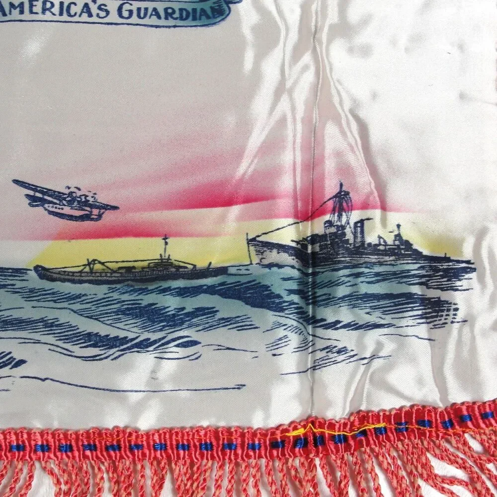 Vintage WWII US Navy Sweetheart Pillow Cover Our Navy America's Guardian USN
